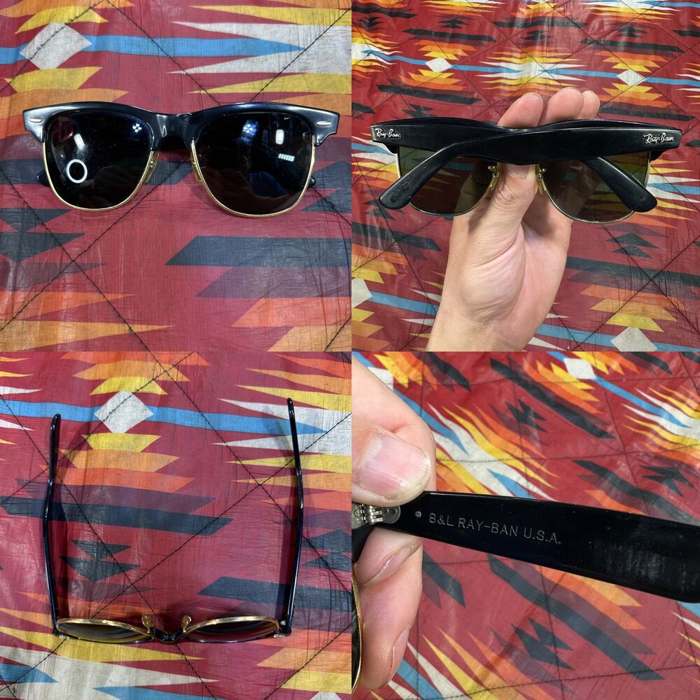 Vintage B&L Ray-Ban Wayfarer Gold Black Wayfarer-Max Sunglasses Made In USA
